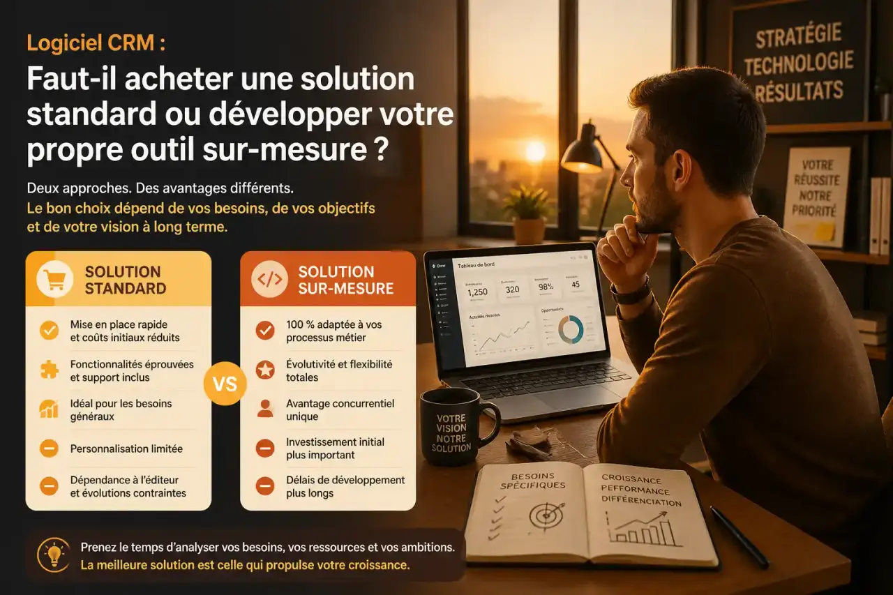 Logiciel CRM : faut-il acheter une solution standard ou développer votre propre outil sur-mesure ?