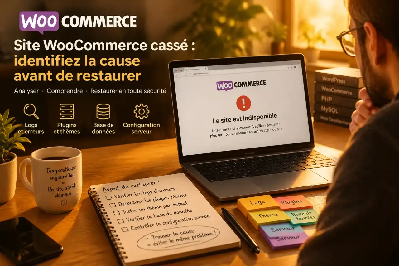 Site WooCommerce cassé : identifiez la cause avant de restaurer
