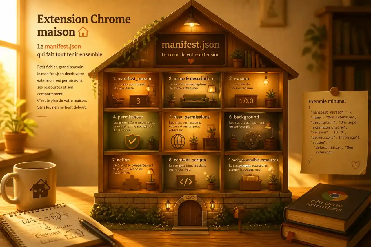Extension Chrome maison : le manifest.json qui fait tout tenir ensemble