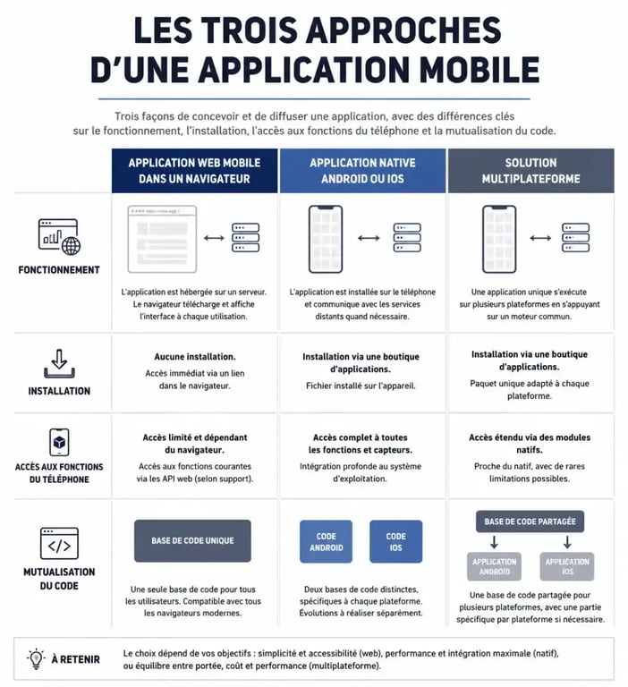 Infographie sur les différences entre les approches du développeur web mobile