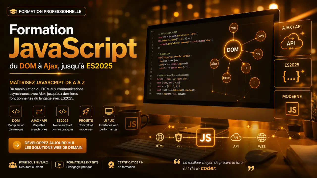 Formation JavaScript : du DOM à Ajax, jusqu’à ES2025