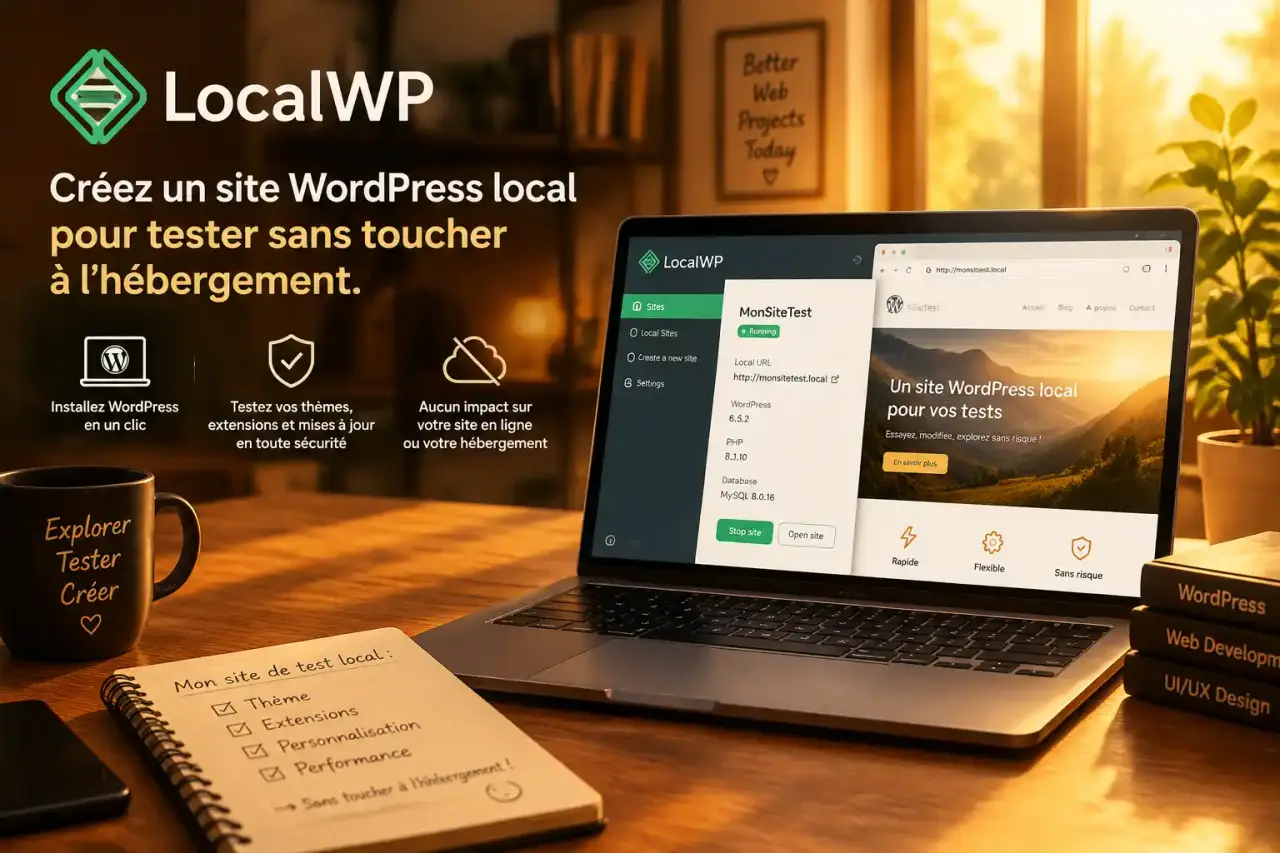 LocalWP crée un site WordPress local pour tester sans toucher à l’hébergement