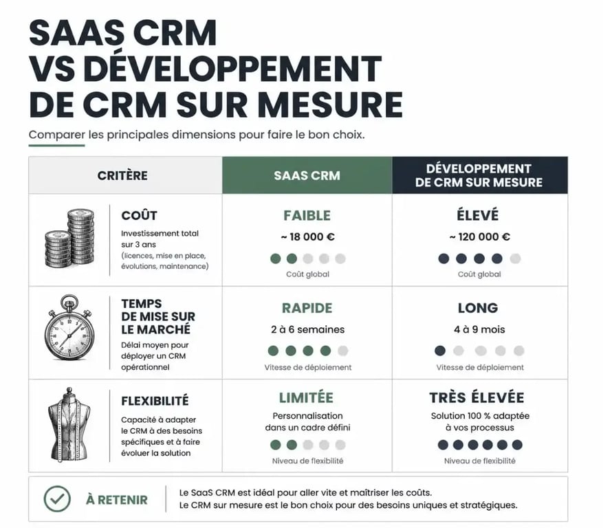 Comparatif entre logiciel CRM sur étagère et développement logiciel CRM sur-mesure