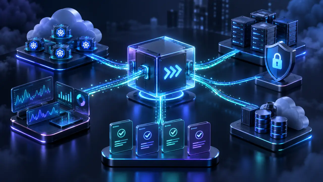 Architecture cloud représentant une API sécurisée et observable