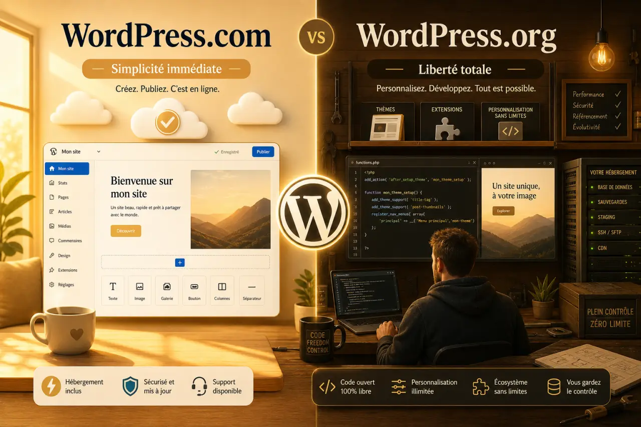 WordPress.com vs WordPress.org : simplicité immédiate ou liberté totale ?