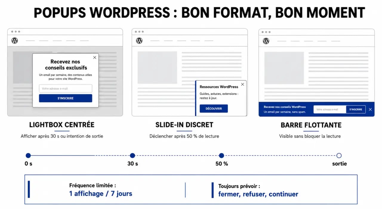 popup wordpress : formats, timing d’affichage et bonnes pratiques UX