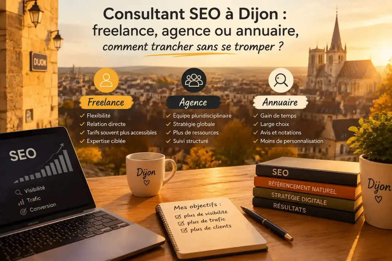 Consultant SEO à Dijon : freelance, agence ou annuaire, comment trancher sans se tromper
